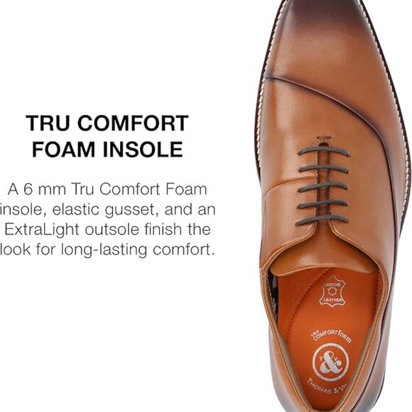 Thomas & Vine Men\'s Odin Cognac Leather Oxfords Dress Shoes main image 4